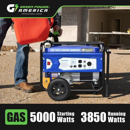 5000W Portable Gas Generator - Manual Start, Ideal for Backup Power, Home, Job Sites, Camping, EPA Approved