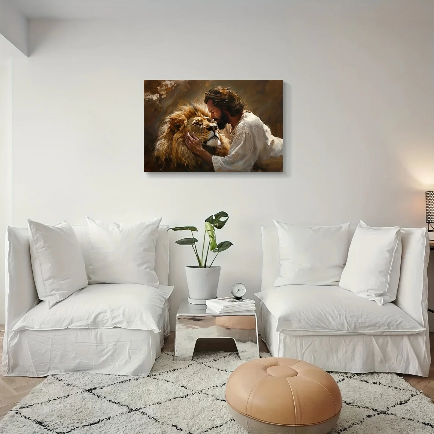 Lion of Judah Canvas Wall Art | Stunning Religious Christian Painting | Framed, Ready-to-Hang | Perfect Decor for Living Room