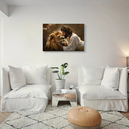 Lion of Judah Canvas Wall Art | Stunning Religious Christian Painting | Framed, Ready-to-Hang | Perfect Decor for Living Room