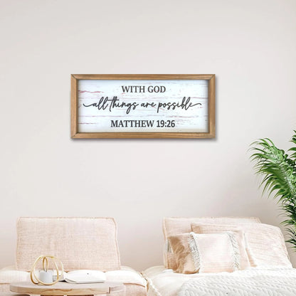 Trust in God for All Things Are Possible Inspirational Wooden Wall Art Sign for Home Decor