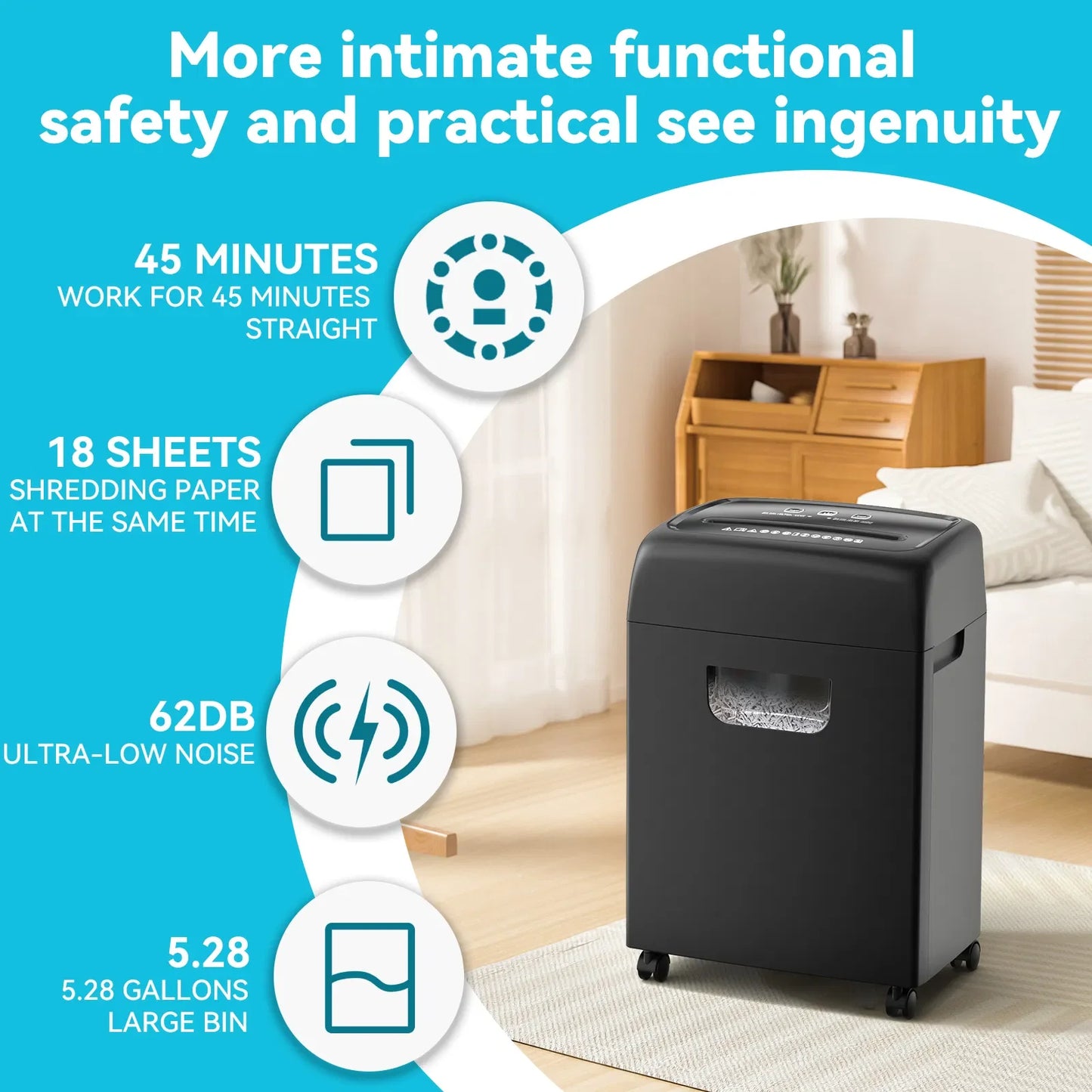 18-Sheet High Security Level P-4 Heavy Duty Paper/Card Shredder