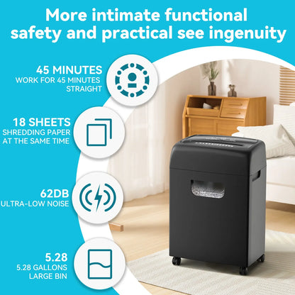 18-Sheet High Security Level P-4 Heavy Duty Paper/Card Shredder