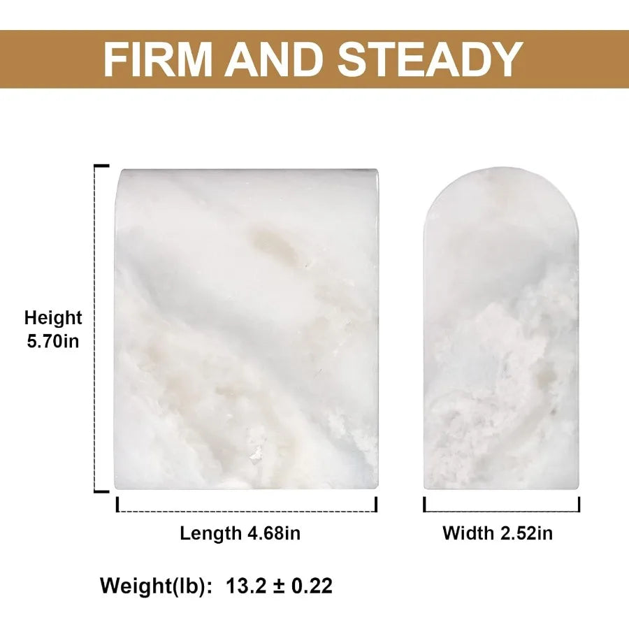 African Natural Marble Non-Slip Bookends for Shelves
