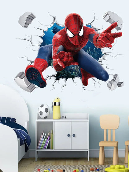 Spiderman, Captain America, Hulk Heroes Wall Stickers For Kids Room Cartoon Movie Mural Art Decals