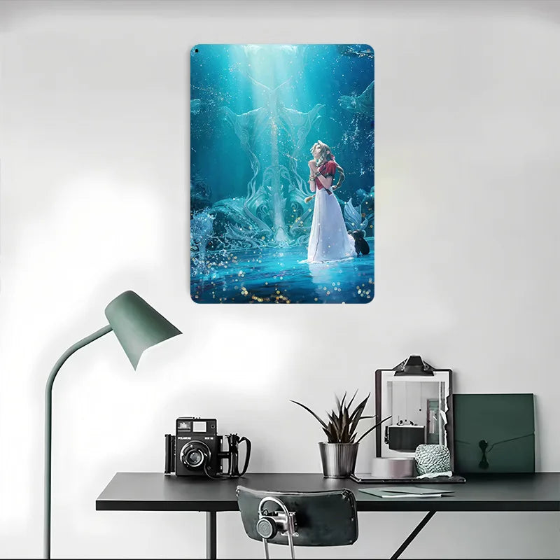 Final Fantasy VII: Aerith Metal Poster Sign Wall Art Custom Tin Sign for Home Decoration