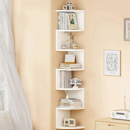 7-Tier Rustic Wall-Mounted Corner Shelf Suitable for Living Room, Bedroom, Kitchen