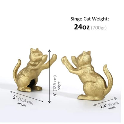 Heavy Duty Cast Iron Lucky Cat Bookend Shelf Décor