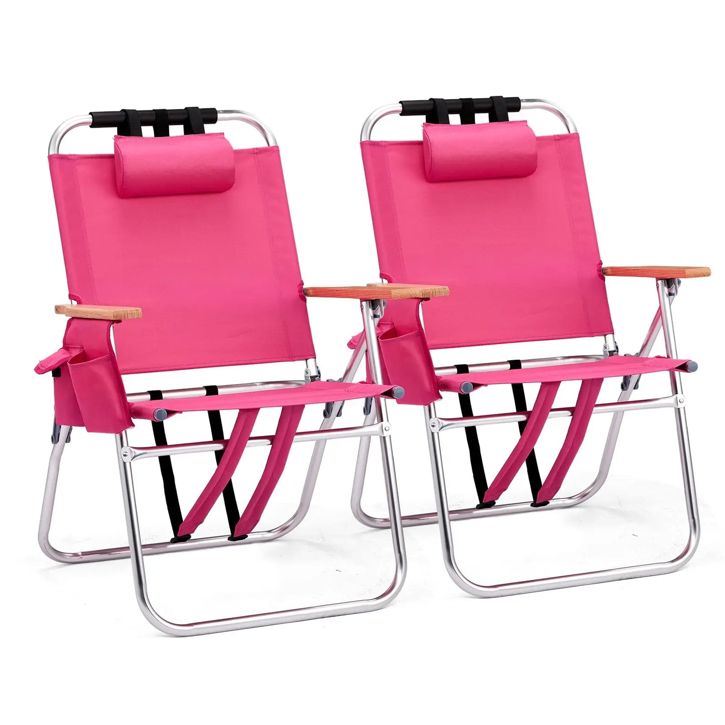 Lightweight 17" Backpack Beach Chair, Tall Beach Chairs for Adults, Portable with Adjustable Straps, 3-Position Customized