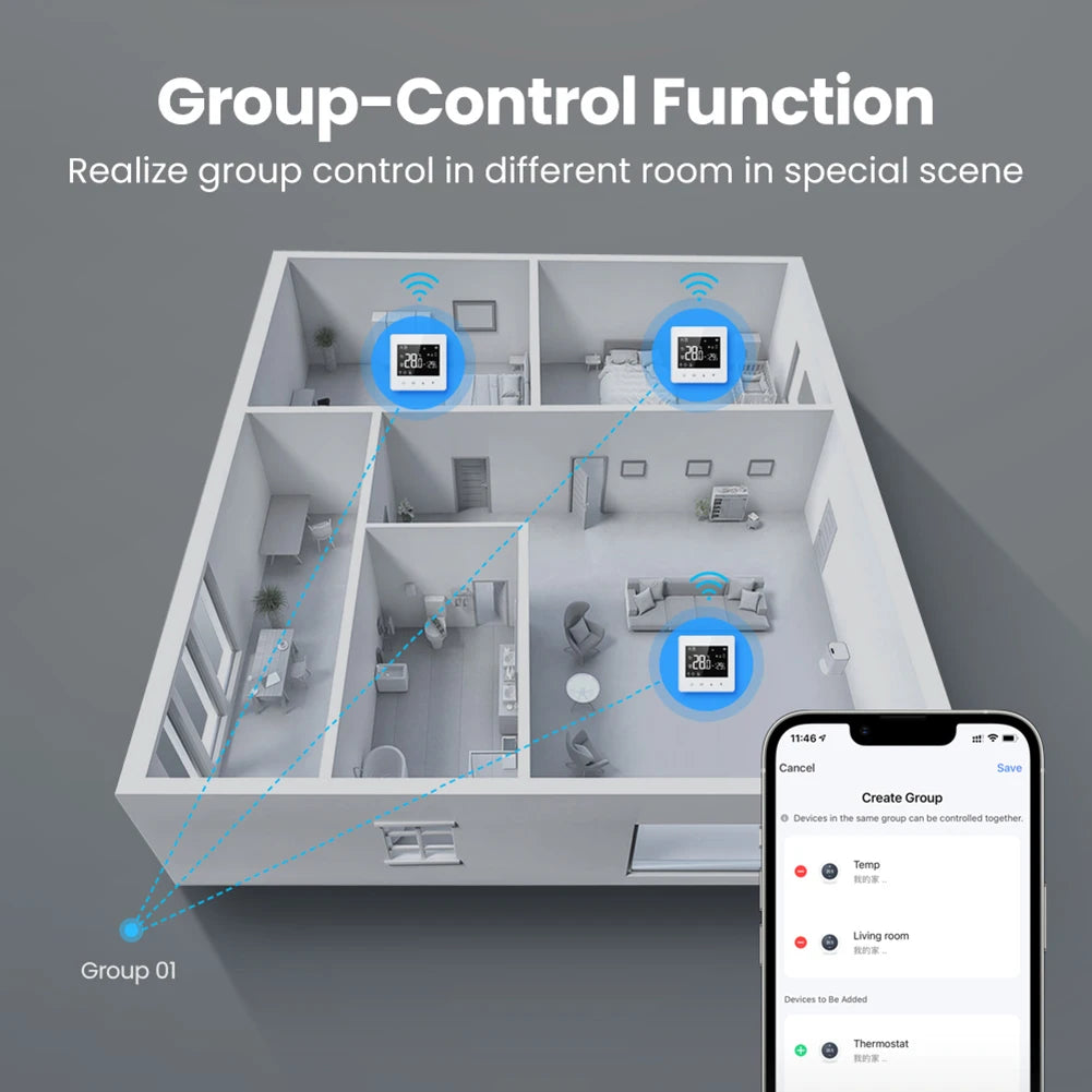WiFi Smart Home Thermostat Compatible with Alexa ,Google Home, and Alice