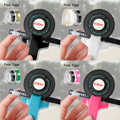 Embossing label maker with 2 ribbons